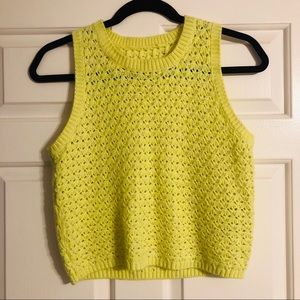 Citron Neon Sleeveless Cropped Sweater Top Size S